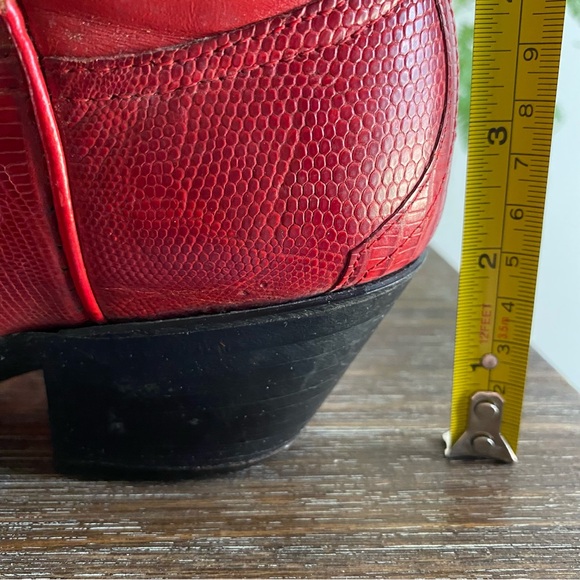 Vtg LARRY MAHAN 80s Exotic Lizard Tall Western Cowboy Cowgirl Boots 8 B Red - Picture 10 of 16